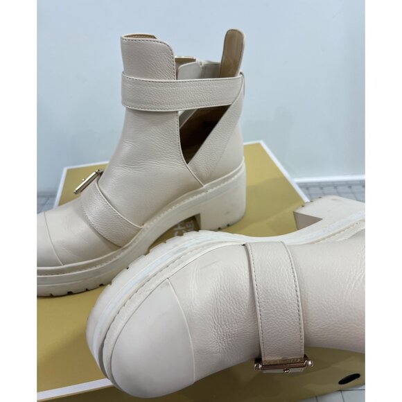 Michael Kors Corey Cutout Ankle Boots Tumbled Leather Natural Cream Sz. 7.5 - Picture 7 of 11